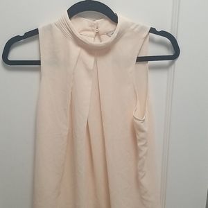High Neck Sleeveless Chiffon Peach Colored Blouse
